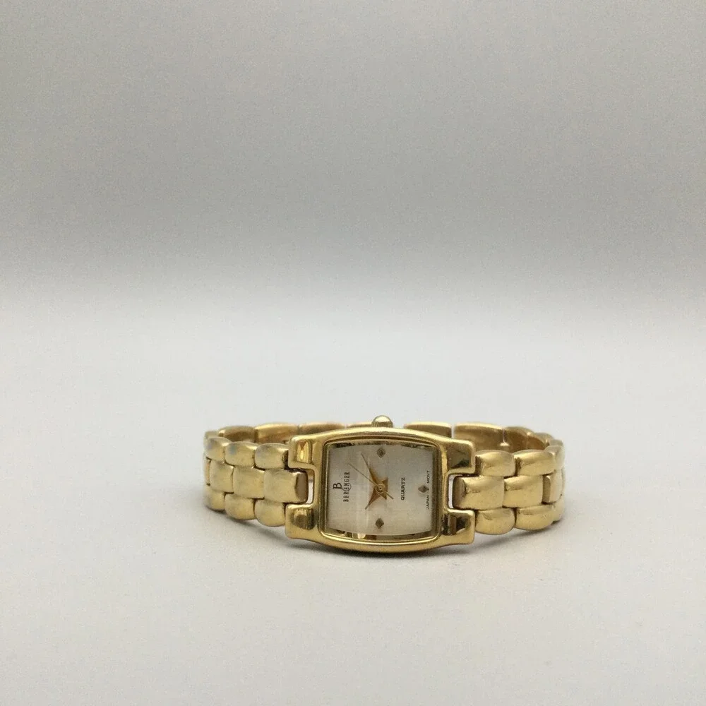 Berenger Womens Watch 16mm Gold Plated Bracelet Cream Dial New Battery 7.75